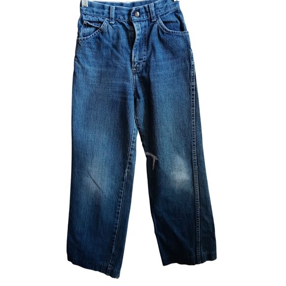 22x26 Girls 10 Vtg Disco Jeans Body Lingo JC Penney Blue Distressed Embroidered - Picture 2 of 9